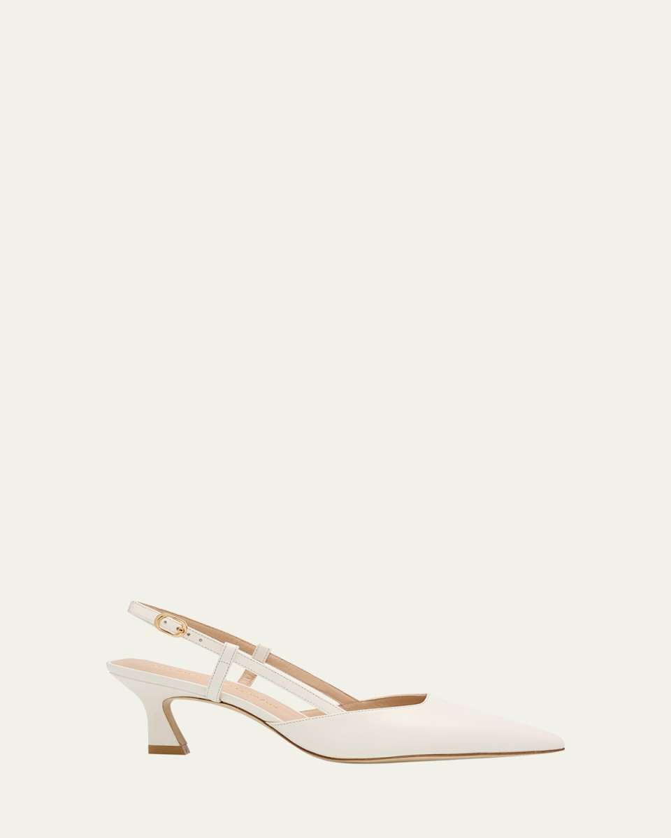 Vinnie Leather Kitten Slingback Pumps